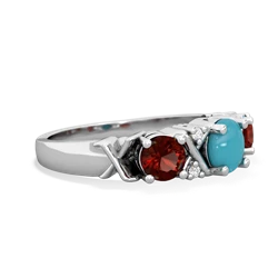 Turquoise Hugs And Kisses 14K White Gold ring R5016