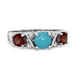 Turquoise Hugs And Kisses 14K White Gold ring R5016