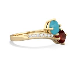 Turquoise Channel Set Two Stone 14K Yellow Gold ring R5303