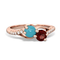 Turquoise Infinity Pave Two Stone 14K Rose Gold ring R5285