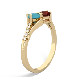 Turquoise Infinity Pave Two Stone 14K Yellow Gold ring R5285