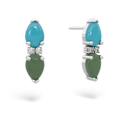 Turquoise Bowtie Drop 14K White Gold earrings E0865