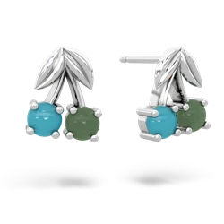 Turquoise Sweet Cherries 14K White Gold earrings E7001