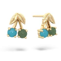 Turquoise Sweet Cherries 14K Yellow Gold earrings E7001