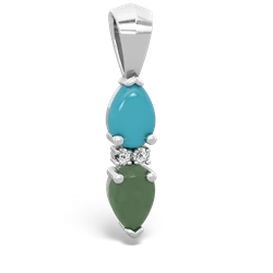 Turquoise Bowtie Drop 14K White Gold pendant P0865