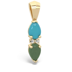 Turquoise Bowtie Drop 14K Yellow Gold pendant P0865