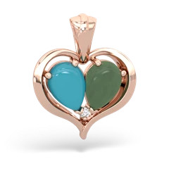 Turquoise Two Become One 14K Rose Gold pendant P5330