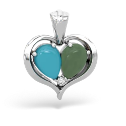 Turquoise Two Become One 14K White Gold pendant P5330