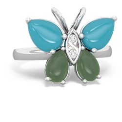 Turquoise Butterfly 14K White Gold ring R2215