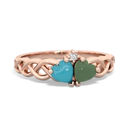 Turquoise Heart To Heart Braid 14K Rose Gold ring R5870