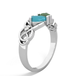 Turquoise 'One Heart' Celtic Knot Claddagh 14K White Gold ring R5322