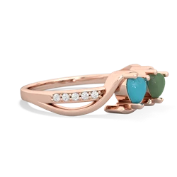 Turquoise Side By Side 14K Rose Gold ring R3090