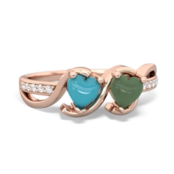 Turquoise Side By Side 14K Rose Gold ring R3090