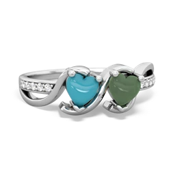 Turquoise Side By Side 14K White Gold ring R3090