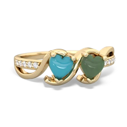 Turquoise Side By Side 14K Yellow Gold ring R3090