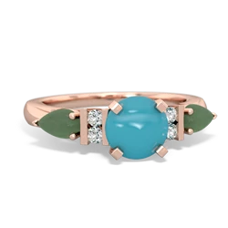 Turquoise 6Mm Round Eternal Embrace Engagement 14K Rose Gold ring R2005