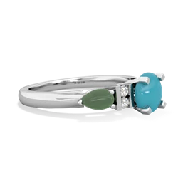 Turquoise 6Mm Round Eternal Embrace Engagement 14K White Gold ring R2005