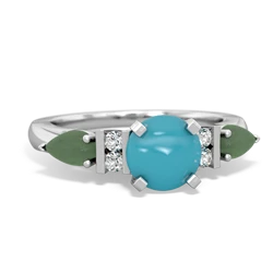 Turquoise 6Mm Round Eternal Embrace Engagement 14K White Gold ring R2005