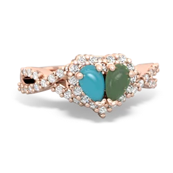 Turquoise Diamond Twist 'One Heart' 14K Rose Gold ring R2640HRT