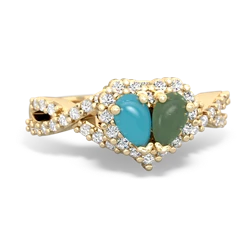 Turquoise Diamond Twist 'One Heart' 14K Yellow Gold ring R2640HRT