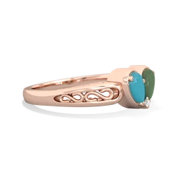 Turquoise Filligree 'One Heart' 14K Rose Gold ring R5070