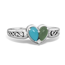 Turquoise Filligree 'One Heart' 14K White Gold ring R5070