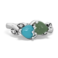 Turquoise Floral Elegance 14K White Gold ring R5790