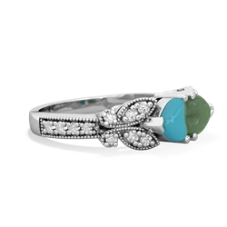 Turquoise Diamond Butterflies 14K White Gold ring R5601