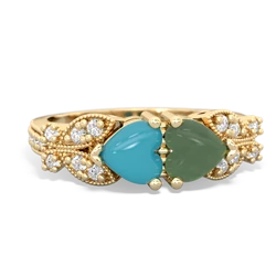 Turquoise Diamond Butterflies 14K Yellow Gold ring R5601