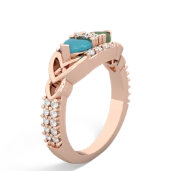 Turquoise Sparkling Celtic Knot 14K Rose Gold ring R2645