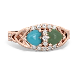 Turquoise Sparkling Celtic Knot 14K Rose Gold ring R2645