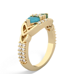 Turquoise Sparkling Celtic Knot 14K Yellow Gold ring R2645