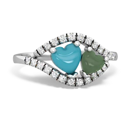 Turquoise Mother And Child 14K White Gold ring R3010