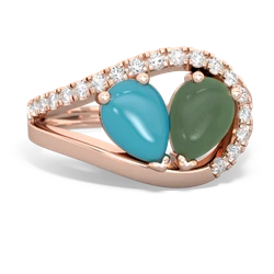 Turquoise Nestled Heart Keepsake 14K Rose Gold ring R5650