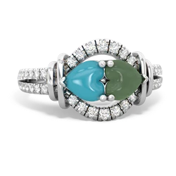 Turquoise Art-Deco Keepsake 14K White Gold ring R5630