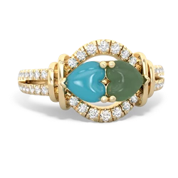 Turquoise Art-Deco Keepsake 14K Yellow Gold ring R5630