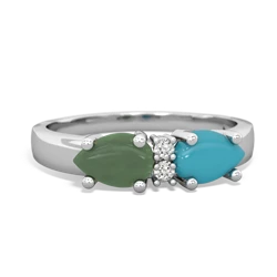 Turquoise Pear Bowtie 14K White Gold ring R0865