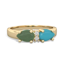 Turquoise Pear Bowtie 14K Yellow Gold ring R0865