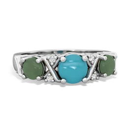 Turquoise Hugs And Kisses 14K White Gold ring R5016