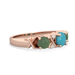 Turquoise Hugs And Kisses 14K Rose Gold ring R5016