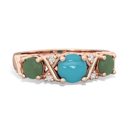 Turquoise Hugs And Kisses 14K Rose Gold ring R5016