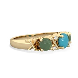 Turquoise Hugs And Kisses 14K Yellow Gold ring R5016