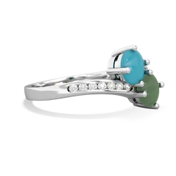 Turquoise Channel Set Two Stone 14K White Gold ring R5303