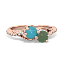 Turquoise Infinity Pave Two Stone 14K Rose Gold ring R5285