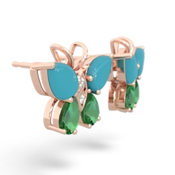 Turquoise Butterfly 14K Rose Gold earrings E2215