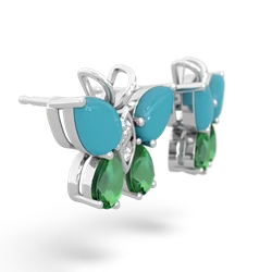 Turquoise Butterfly 14K White Gold earrings E2215