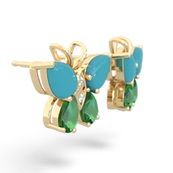 Turquoise Butterfly 14K Yellow Gold earrings E2215