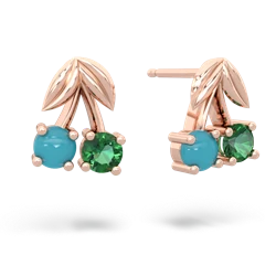 Turquoise Sweet Cherries 14K Rose Gold earrings E7001