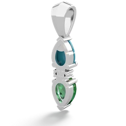 Turquoise Bowtie Drop 14K White Gold pendant P0865