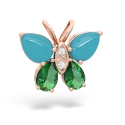 Turquoise Butterfly 14K Rose Gold pendant P2215